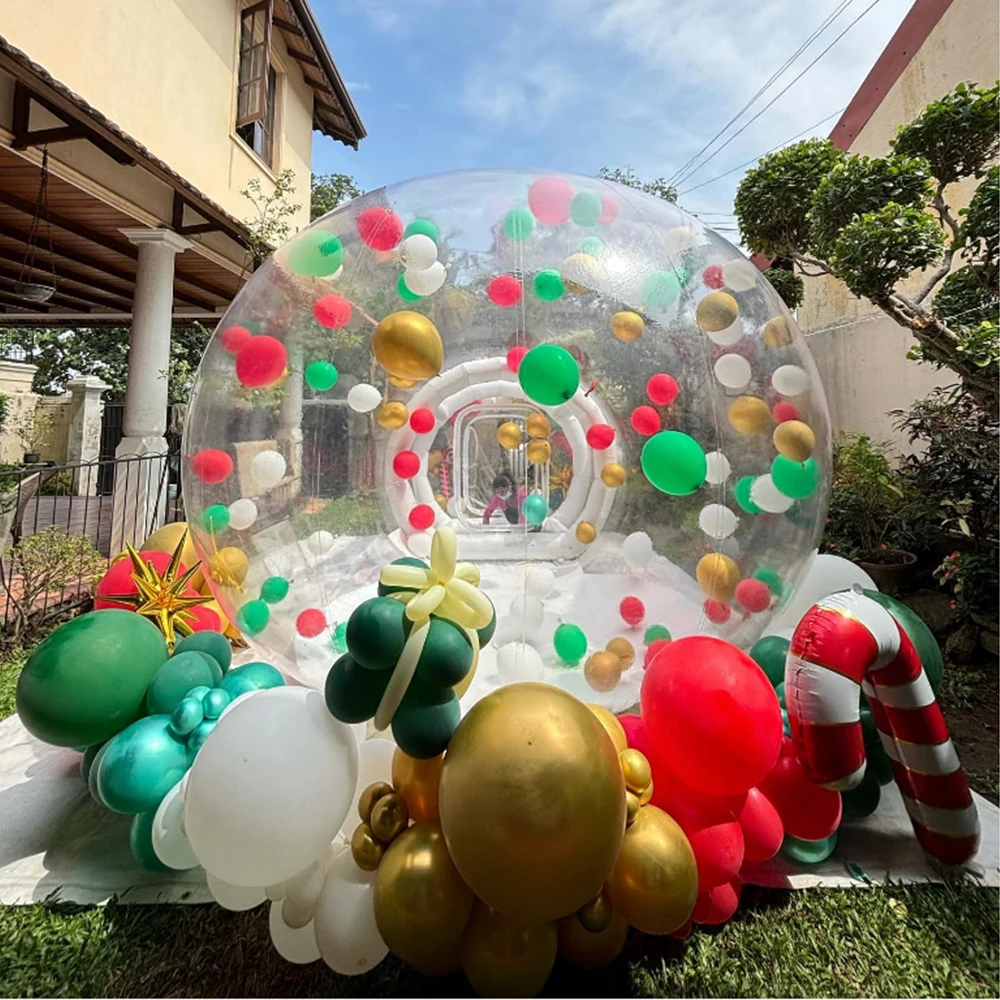 Palloncini gonfiabili di Natale Bubble House Outdoor 8.2 / 10FT Casa per tenda a bolle d'aria in PVC di grado commerciale con ventilatore per decorazioni per feste