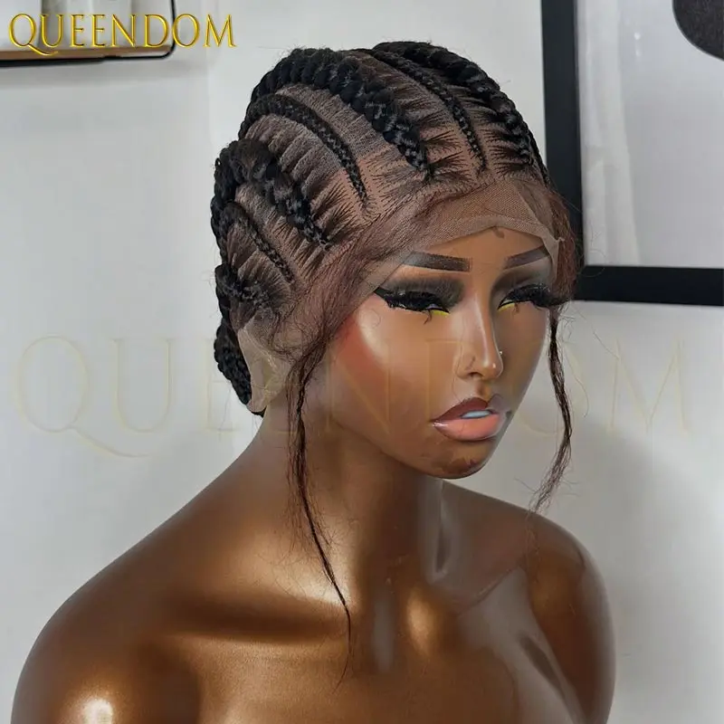 

36" Synthetic Braided Wigs For Black Women Jumbo Knotless Box Braid Lace Wigs Cornrow Full Lace Wig Braide African Hair