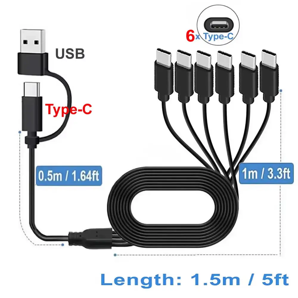 6 in 1 USB C PD Splitter Cable Multi USB C to Type C Male Charger Cord for iPhone 15 Pro / Android Phone Tablet Switch and More image 2