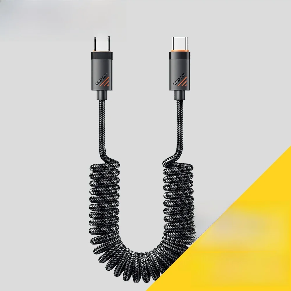 Essager Auto-Feder-Typ-C-Kabel für iPhone 16 1514 Xiaomi Samsung 100 W PD Schnellladung für MacBook iPad Typ C auf Typ-C-Kabel
