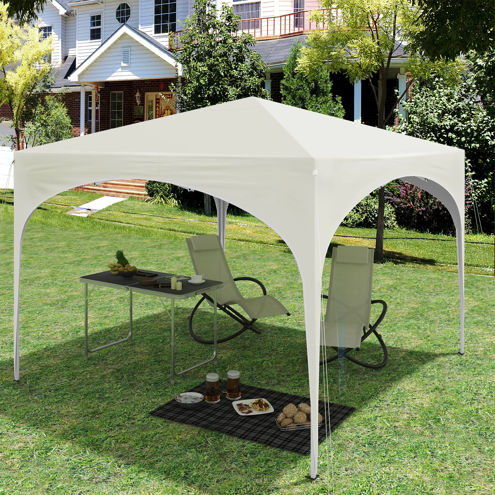 Party Tent Waterproof Collapsible Garden Canopy 3*3m Pop-Up Pavilion with Semicircle Roof for Outdoor Market