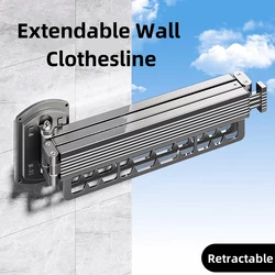 Wall Mount Clothes Drying Rack Foldable Heavy Duty Retractable Closet Laundry Hanger Rotating Folding Extendable Clothesline