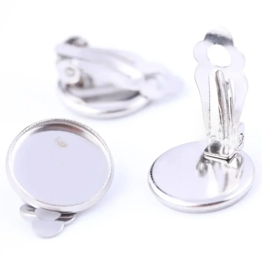 20 sztuk klip na kolczyk blanks 10mm 12mm 14mm cabochon baza ustawienie ramki diy bez pierecing kolczyki elementy do wyrobu biżuterii — zdjęcie 2