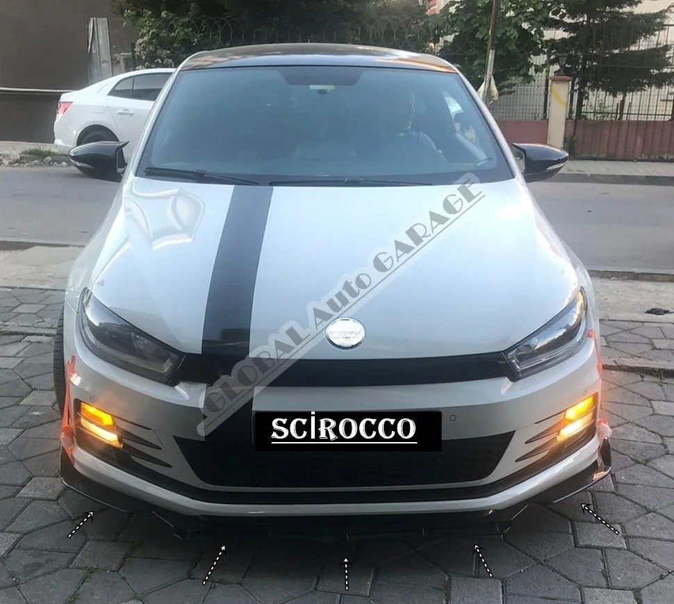 For VOLKSWAGEN SCIROCCO  Front Bumper Attachment Lip 2008-2020 Piano Glossy Black Splitter Diffuser Universal Spoiler Bumper