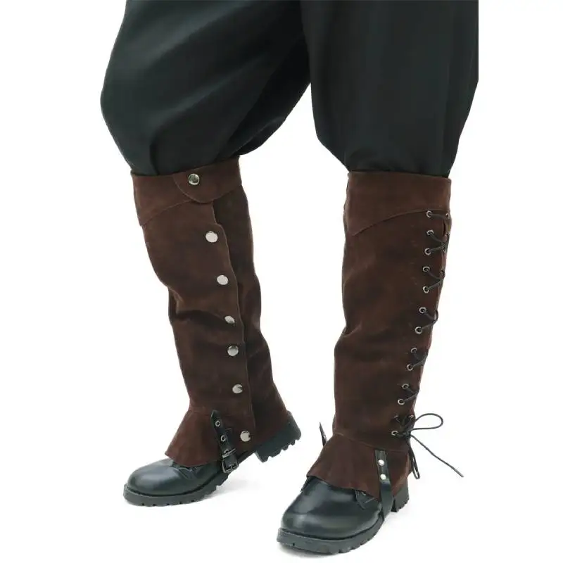 

Men's Renaissance Medieval Cosplay Pirate Long Boots Cover Halloween Boots Accessories Over The Shoe Knee High with Studs New