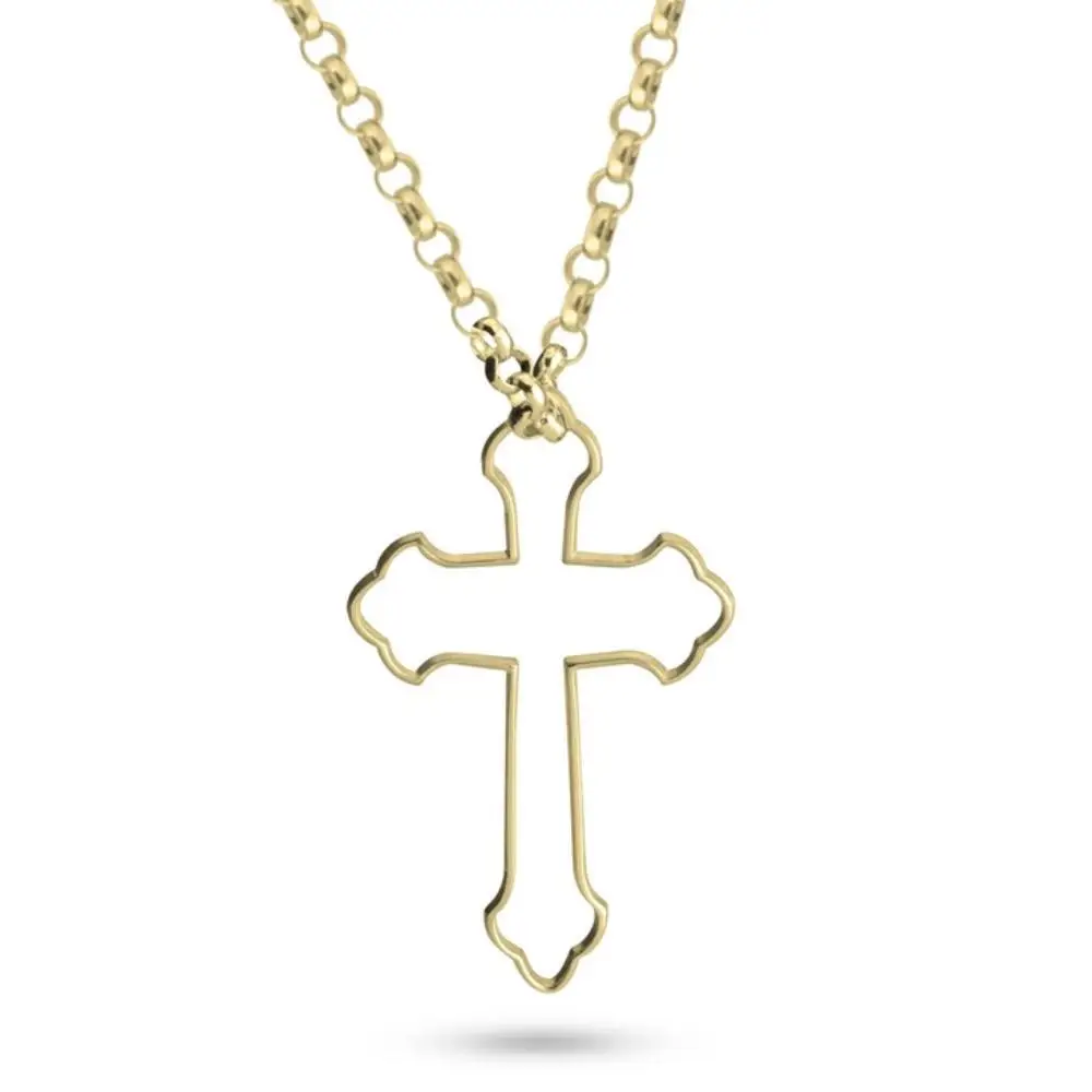 

Custom Gothic Cross Necklace Personalized Stainless Steel Hollow Pendant Religious Style Unique Jewelry Gift for Men and Women