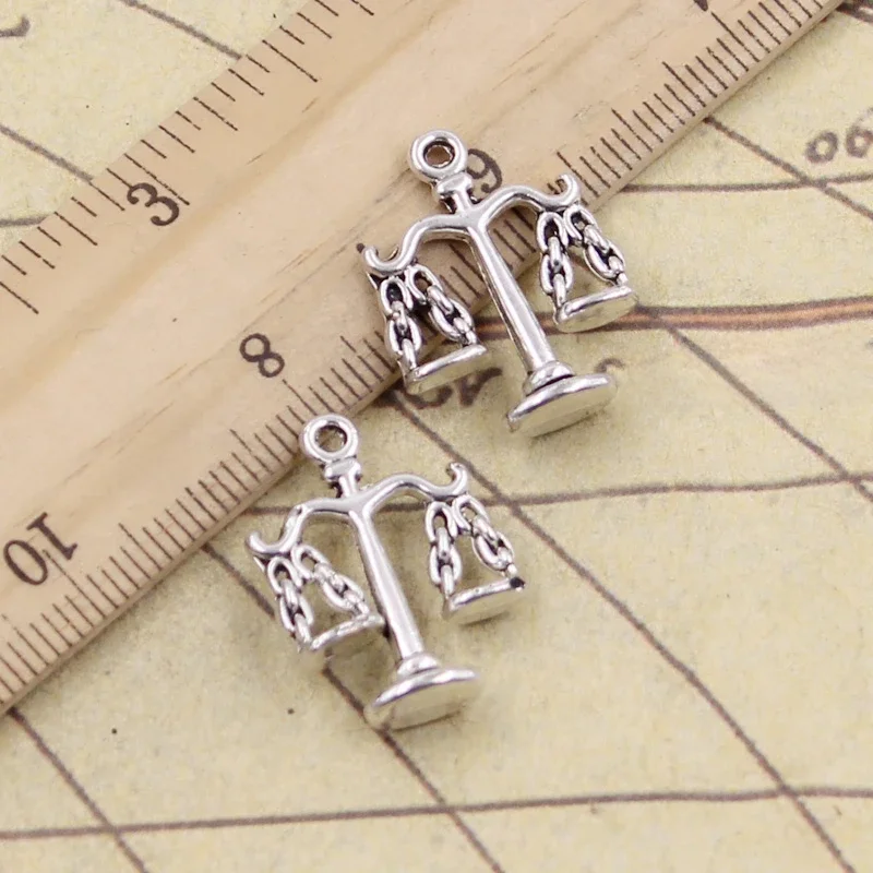 20 sztuk Charms Libra łuski sprawiedliwości 17x22mm DIY biżuteria retro Braclet naszyjnik antyczny brąz srebrny kolorowy wisiorek — zdjęcie 2