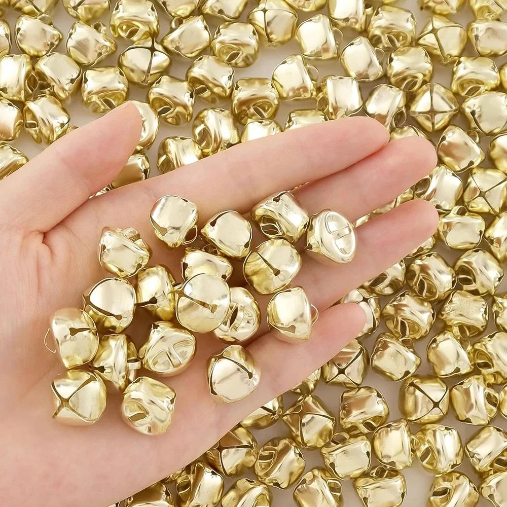 Cloches de noël 20/30mm, cloches croisées dorées pour décoration d'arbre de noël, ornements de cloches en métal DIY