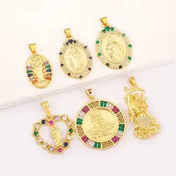 Luxury Zircon Virgin Mary Pendant DIY Necklace Shining Crystal Inlaid Women Charm Exquisite Gift Accessories Jewelry Making
