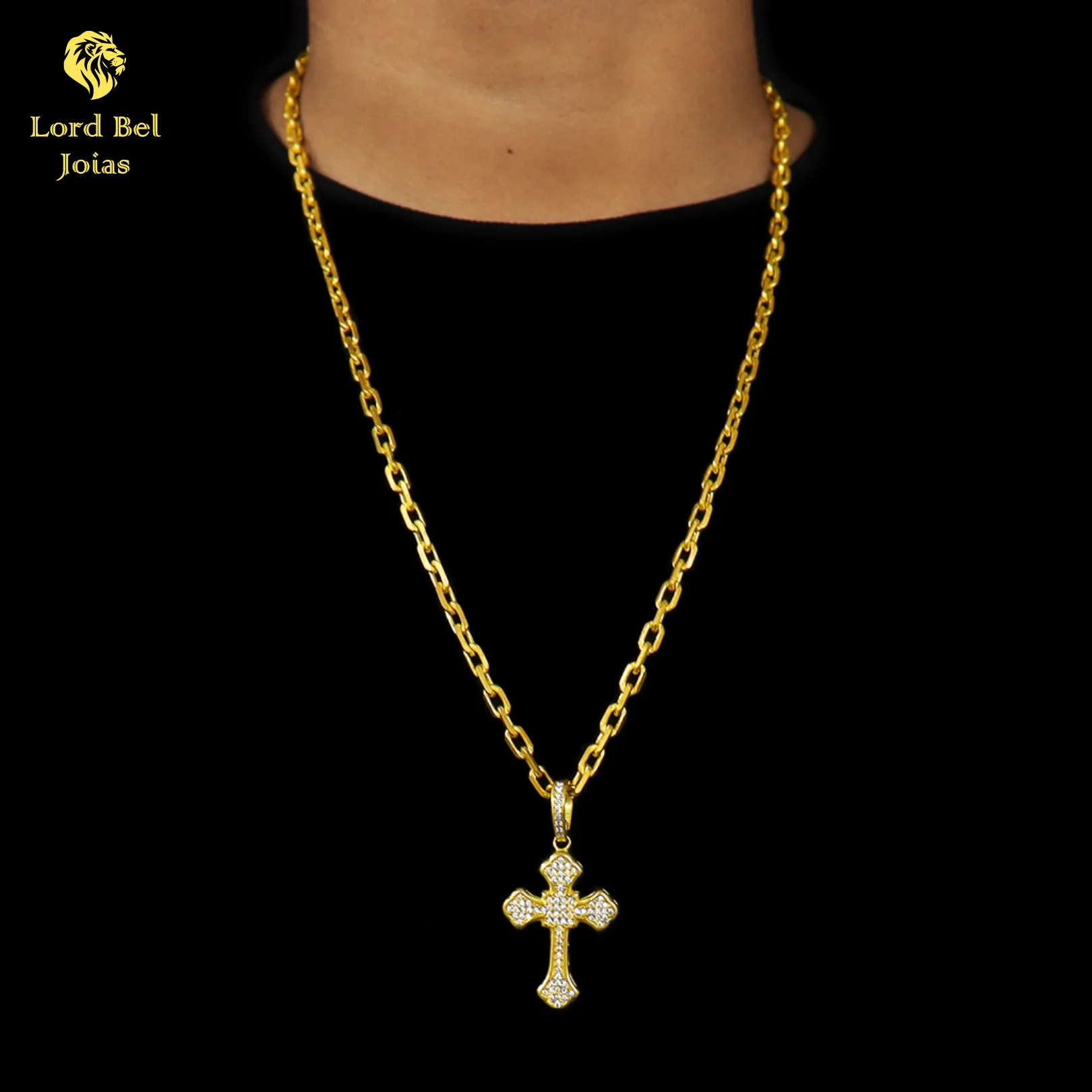 6mm Quina Padlock Set + Cross Crucifix Crucifix Ancient Cross Pendant-Nordic Gold identical to 18K Old Coin