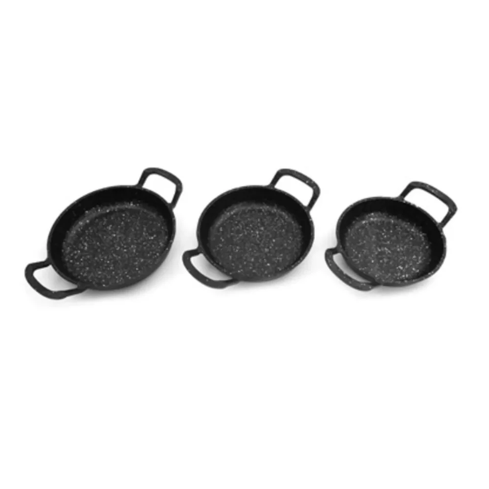 3 Piece Pan Set Granite Stylish Design Fireproof Non-Stick Anti-Scratch Long Lasting Durable Kitchen Supplies Souvenirs Access