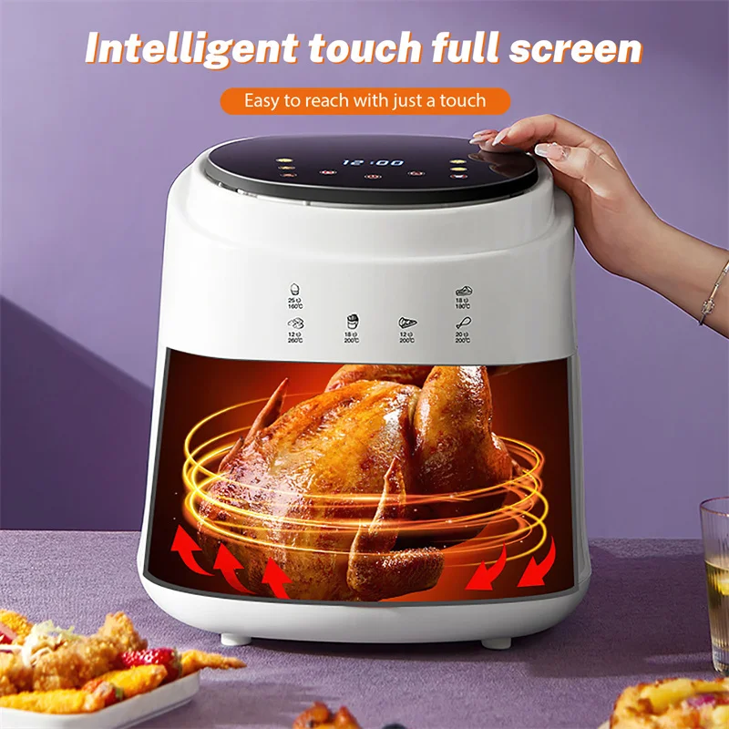 1400W 8L oil-free air fryer, household electric frying pan, air fryer oven, 360 degree hot air circulation touch air fryer