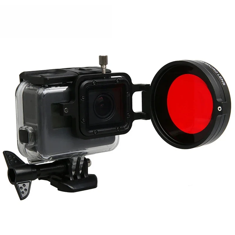 Filtr z bliska + 16 makro czerwony nurkowanie filtr podwodny Filtors zestawy dla Gopro Hero 5 6 7 czarny wodoodporny przypadku akcesoria — zdjęcie 2