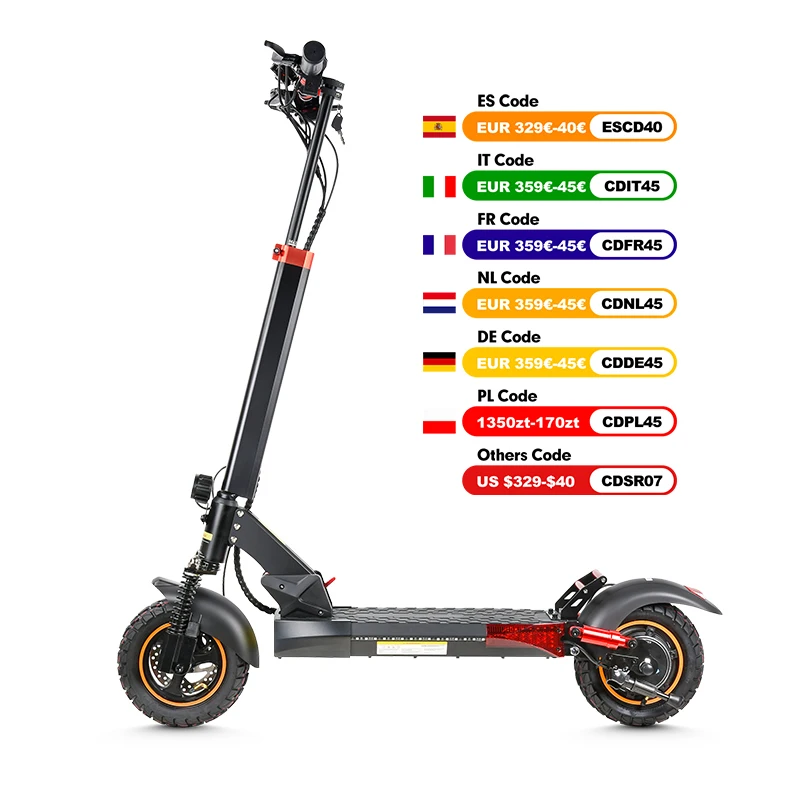 Trottinette électrique pour adultes Moteur 800W Batterie 48V 15AH Vitesse maximale 45KM/H Pneus tout-terrain de 10 pouces Double freinage