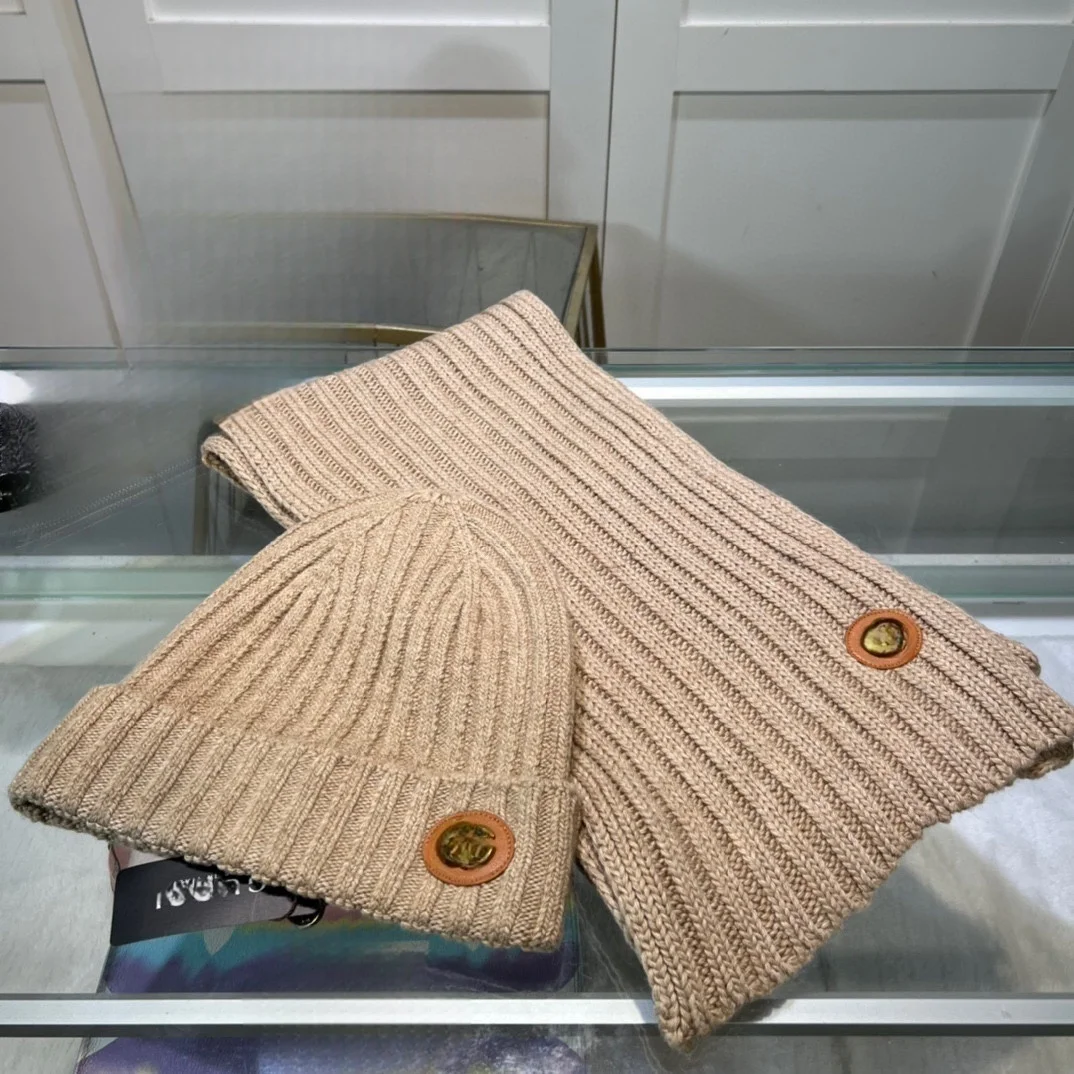 Cozy Gray Ribbed Knit Scarf and Hat Set, Perfect Cold - Weather Accessories for Trendy Looks
