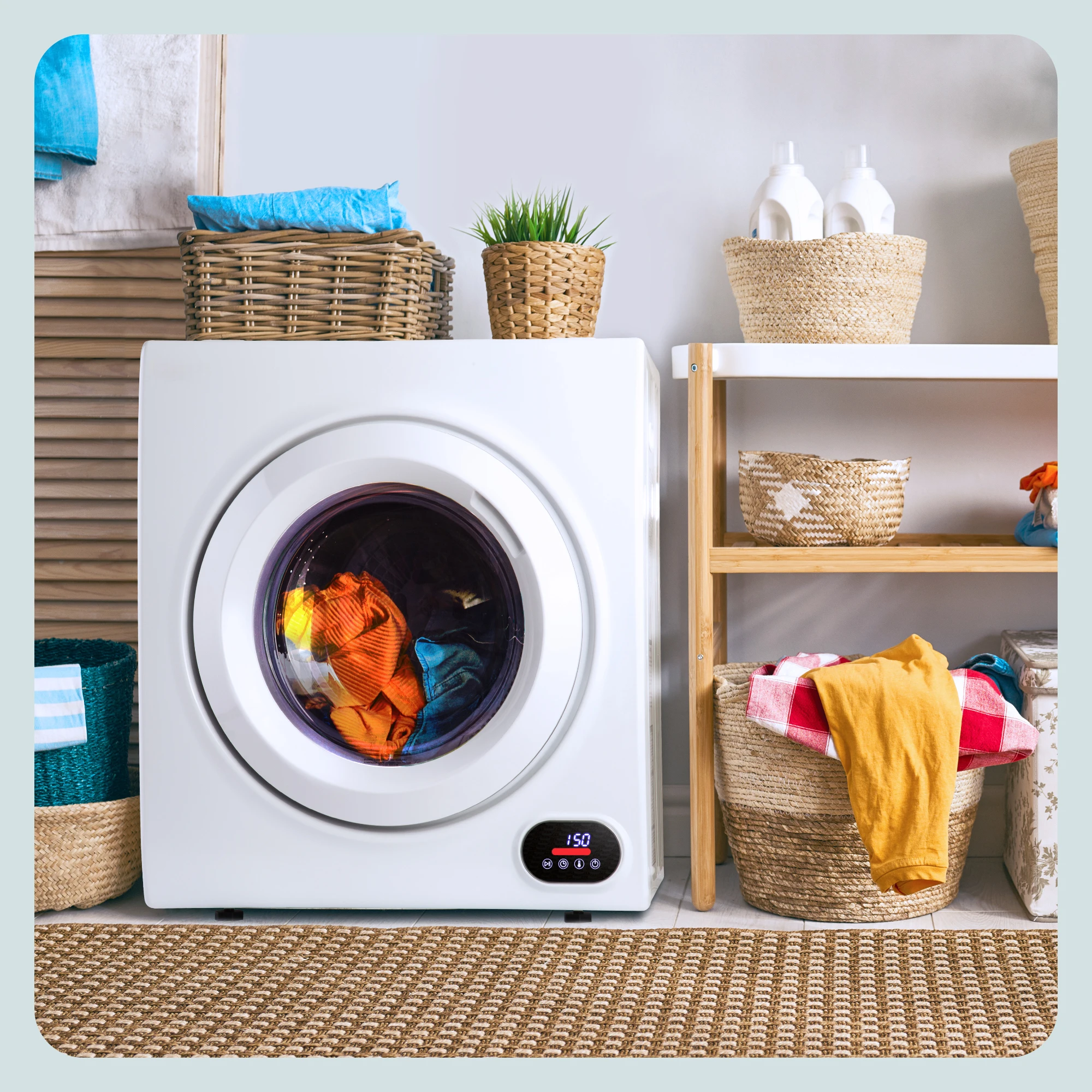 Vibekio Compact Laundry Dryer 3.5 cu.ft Clothes Dryers With Exhaust Pipe 1500W Portable Dryer For Apartments Home Dorm White