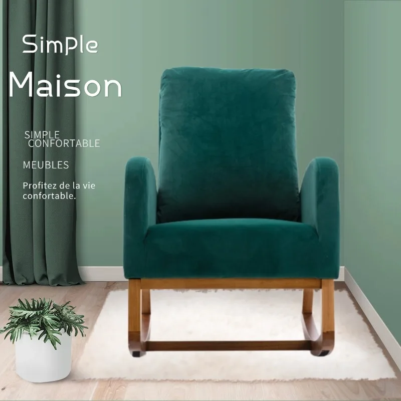 Fotel bujany w nowoczesnym stylu, wysokim oparciem wyściełane krzesło przesuwne do salonu. Nadaje się do salonu i sypialni