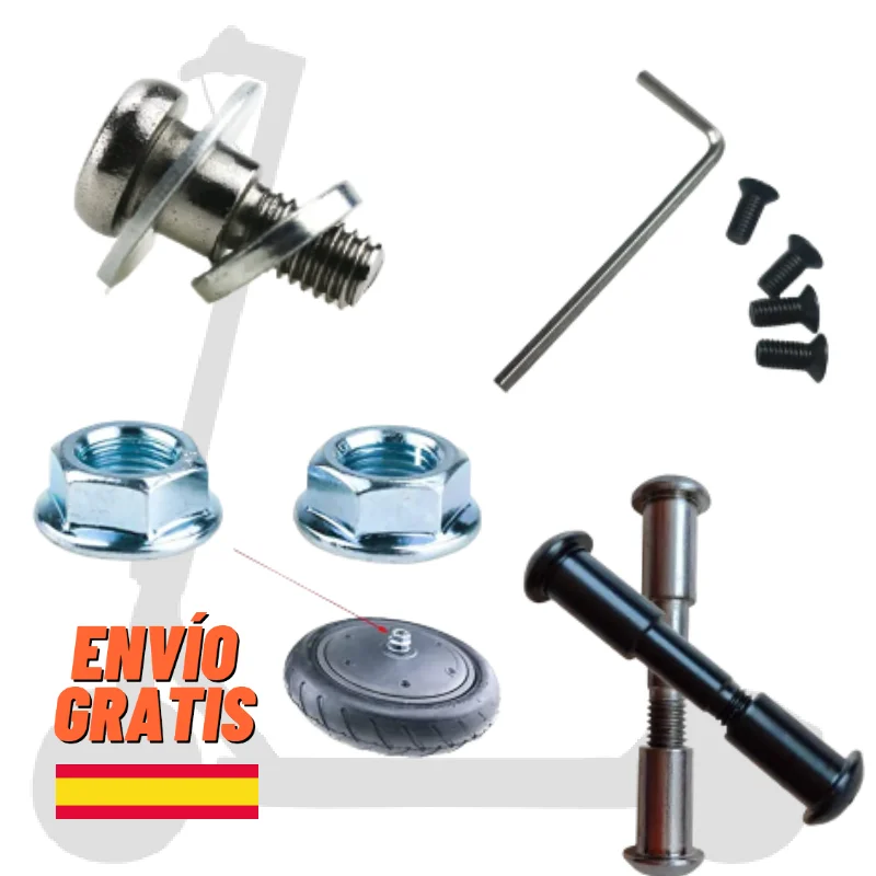 ✅Tornillos Patinete Eléctrico Xiaomi M365 / Pro 2 / 1S / Essential / Mi Scooter 3 Lite / Tuerca Rueda Motor Horquilla Delantero Trasero / Arandela Manillar Soporte Plegable Mastil Tapa Batería - Piezas de Patin