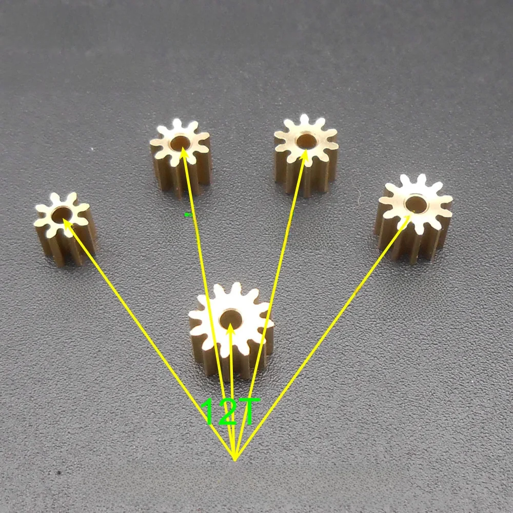 Pignon droit à engrenage en laiton, 5 pièces X 0.4M, petit module 0.4, ouverture du trou d'alésage 1.5MM 1.48MM 8/9/10/11/12 dents 8T9T10T11T12T
