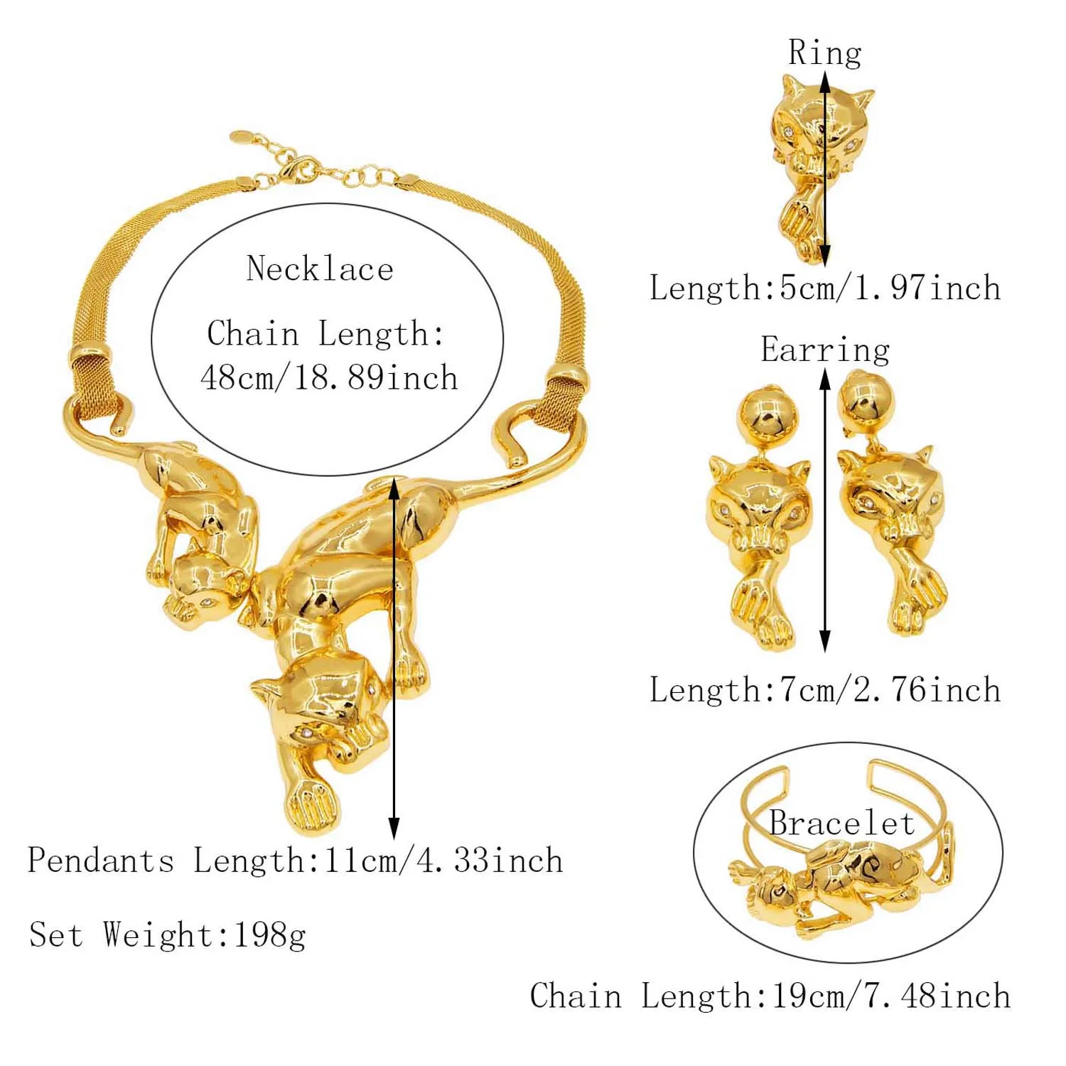 Necklace For Women Dubai Gold Plated Jewelry Set Leopard Dangle Earrings For Banquet Party Fashion Bijoux