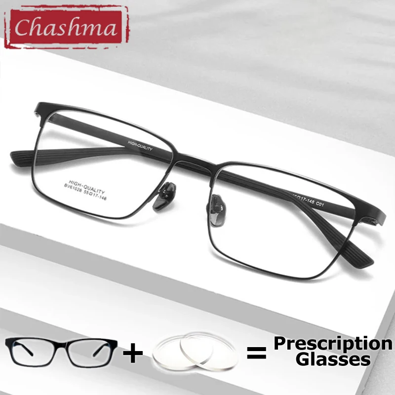

Chashma Prescription Glasses Men Rectangle Fashion Ready Eyeglasses High Quality Titanium Alloy Spectacles