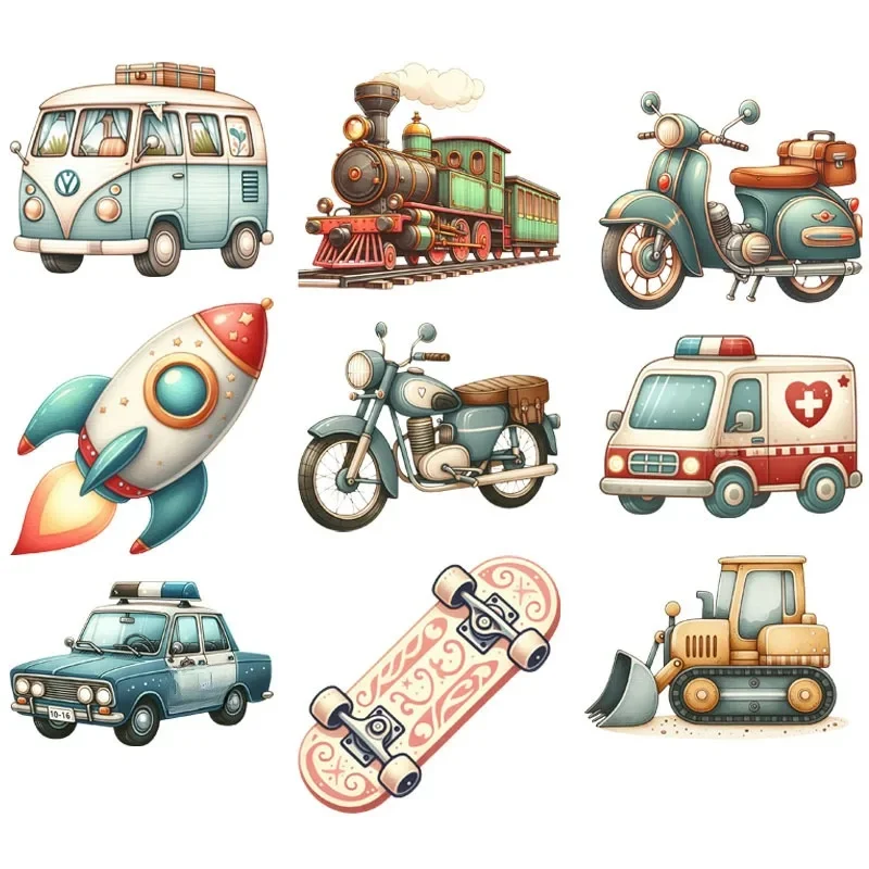 AliExpress Ironing Sticker Clothes vehicle DTF aircraft Car bike train Fashion T-shirt Hoodie DIY Jacket Patch Heat Transfer Sticker