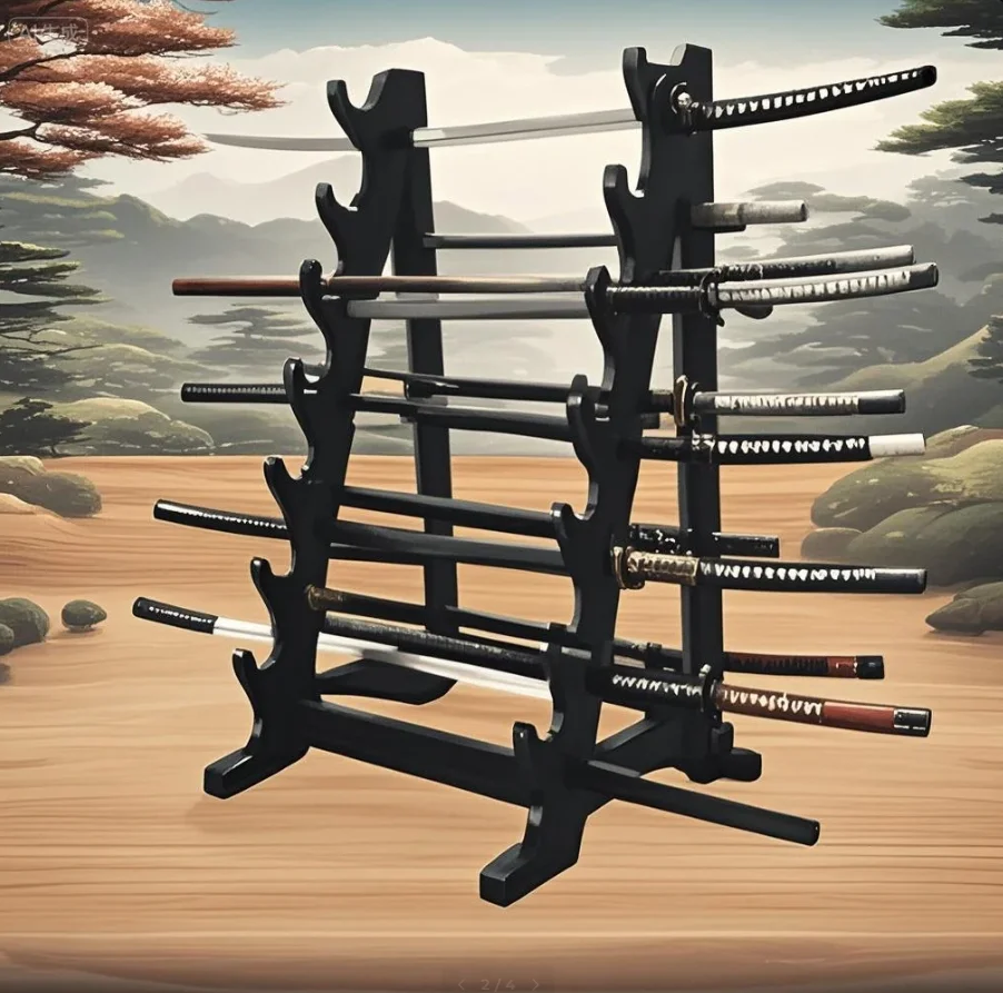 8 tiers Mini Japanese Style Katanas Model Holder Wooden Mini Katanas Toys Support Katanas Model Rack for Shops Anime Enthusiasts