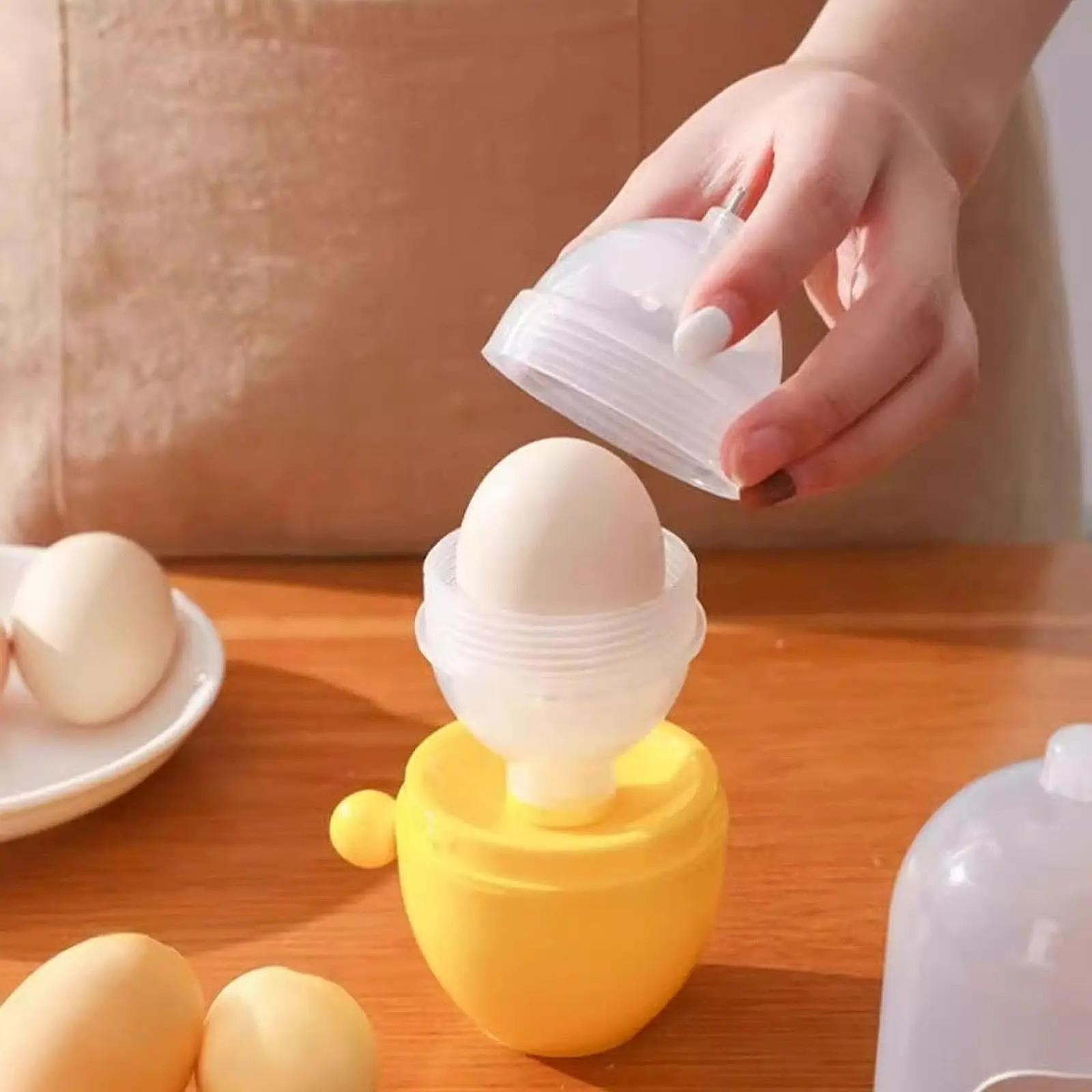 Hand Pull String Egg Scrambler Shaker Portable Egg Yolk White Mixer Practical Kitchen Gadget for Pudding Salad Home Daily Cook