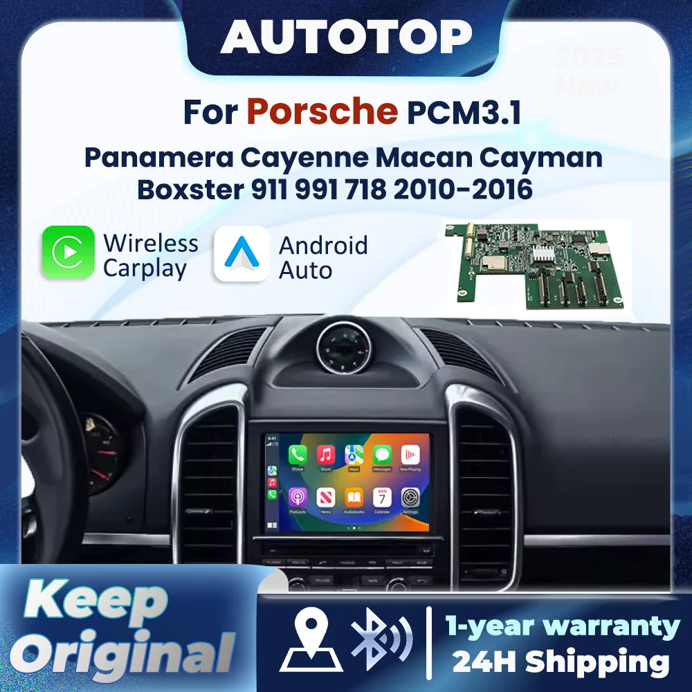 CarPlay sans fil Android Auto pour Porsche Panamera Cayenne Cayman Macan Boxster 911 991 718 PCM3.1 avec Module de voiture BT MirrorLink