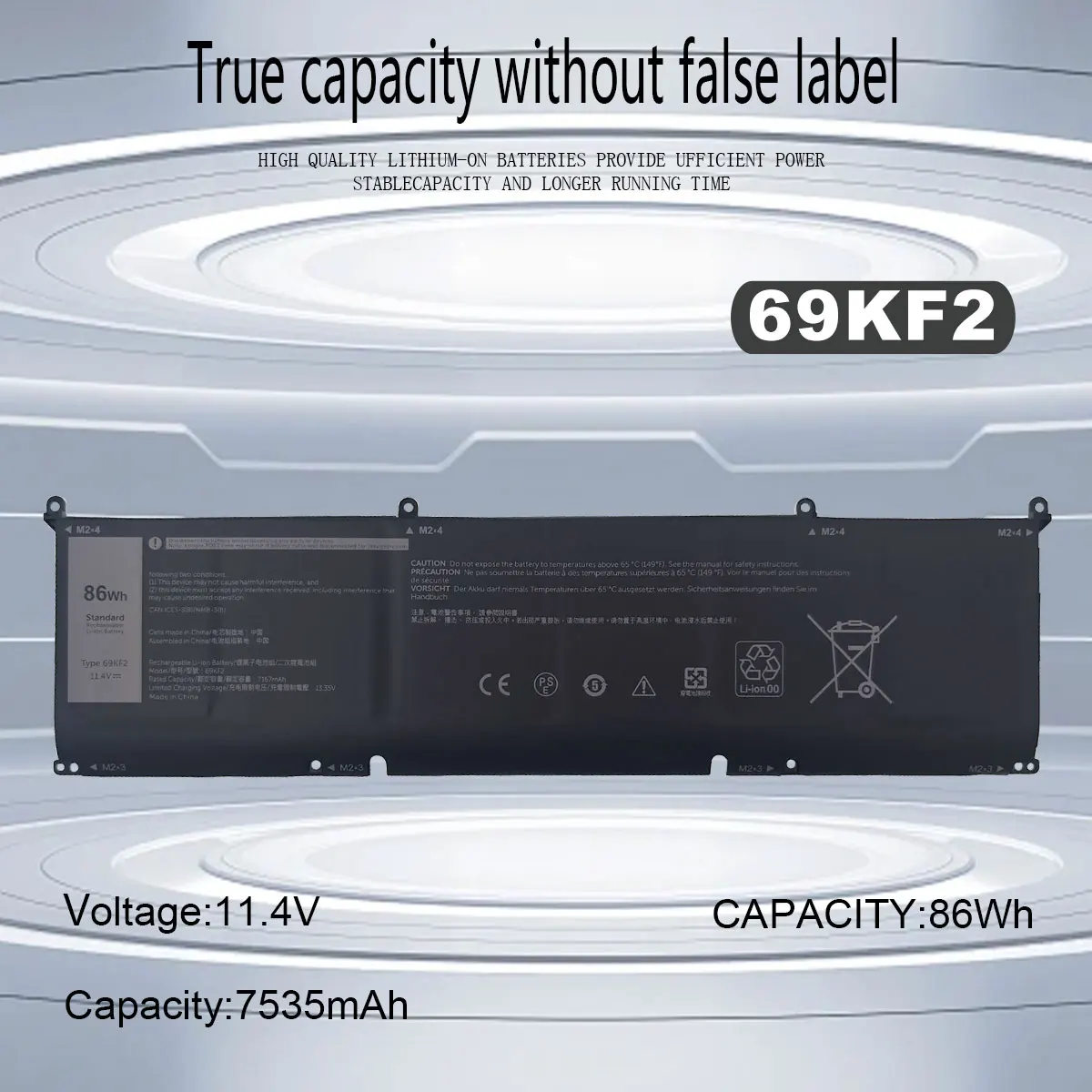 DXT بطارية جديدة 69KF2 لديل XPS 15 9500 9510 9520 9530 الدقة 5550 5560 G15 5510 5511 5520 5515 5521 G7 15 7500 P91F P87F