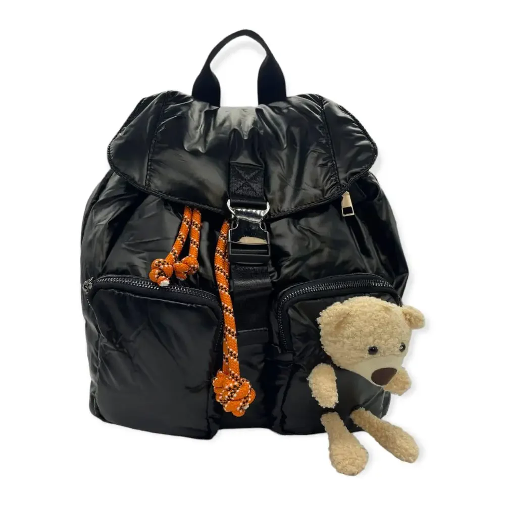 GORETT-Mochila de lapela acolchoada de nylon para classe, mochila casual feminina, pelúcia embutida