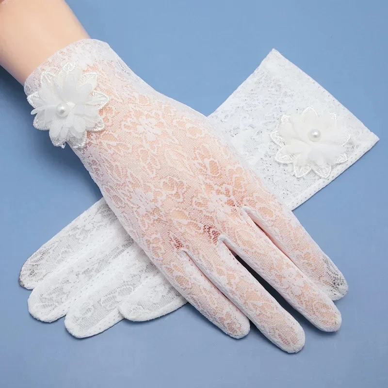 AliExpress Jesmora Women's Summer UV Resistant Ice Thin Driving and Cycling Touch Screen Anti Slip Short Sunscreen Lace Gloves