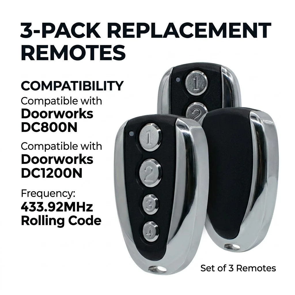 1-10pcs For Doorworks DC800N DC1200N Garage Door Remote Control 433.92MHz Rolling Code Gate Opener