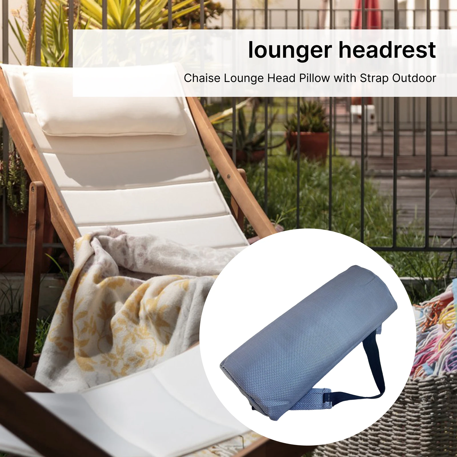 Chaise Lounge Head Pillow Compact Recliner Headrest Pillow Neck Support for Garden Folding Chairs Outdoor Beach Chairs Armchairs