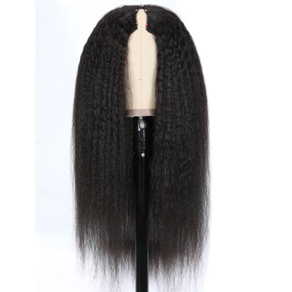 UNice Kinky Straight Thin Lace V-Part-Perücke ohne oder mit minimaler Haarauslassung, anfängerfreundlich, 180