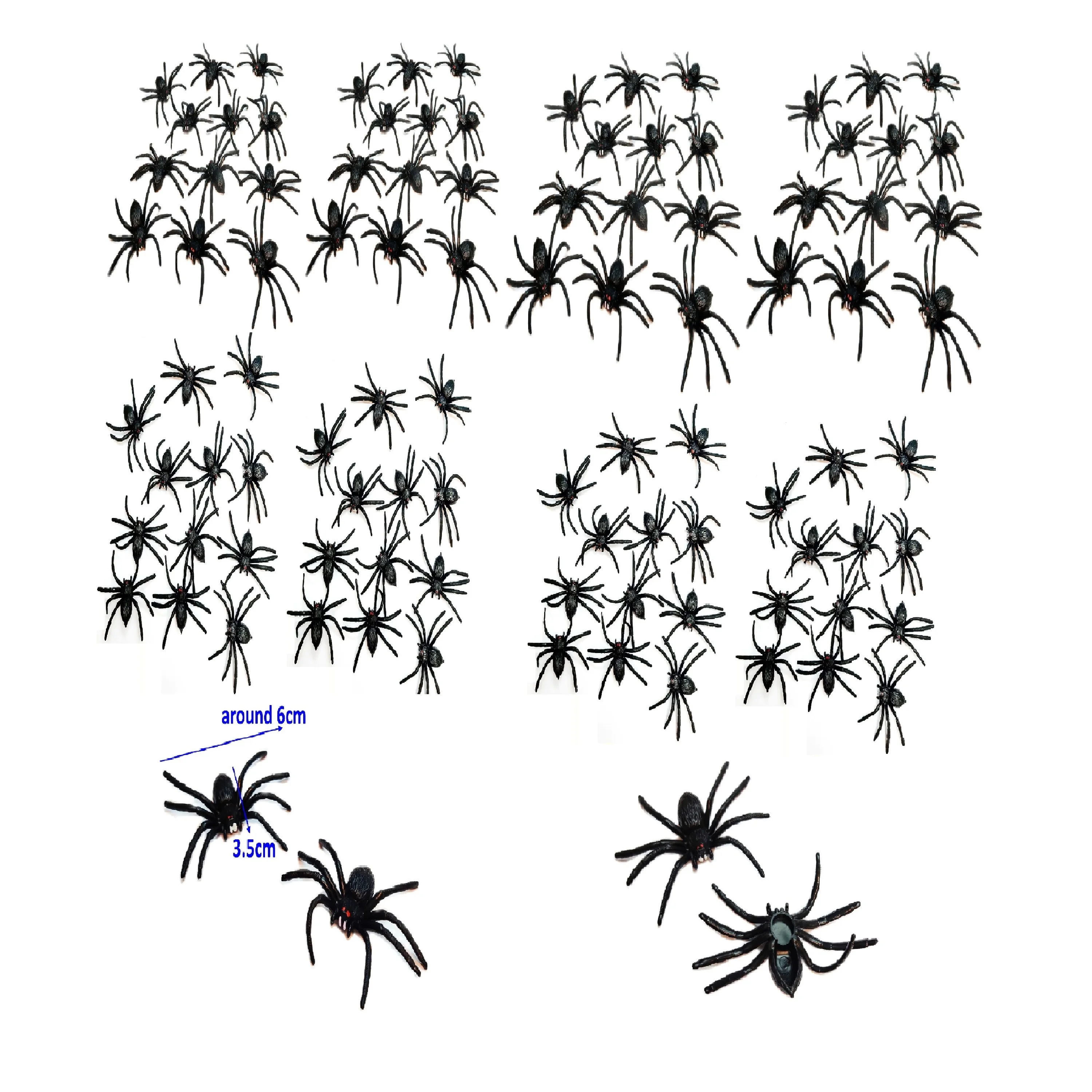 

100 Pcs Plastic Black Spider Horror Joke Fun Halloween Parties Bugs Insect Pinata Novelty Birthday Party Favors Toy Prize Gift