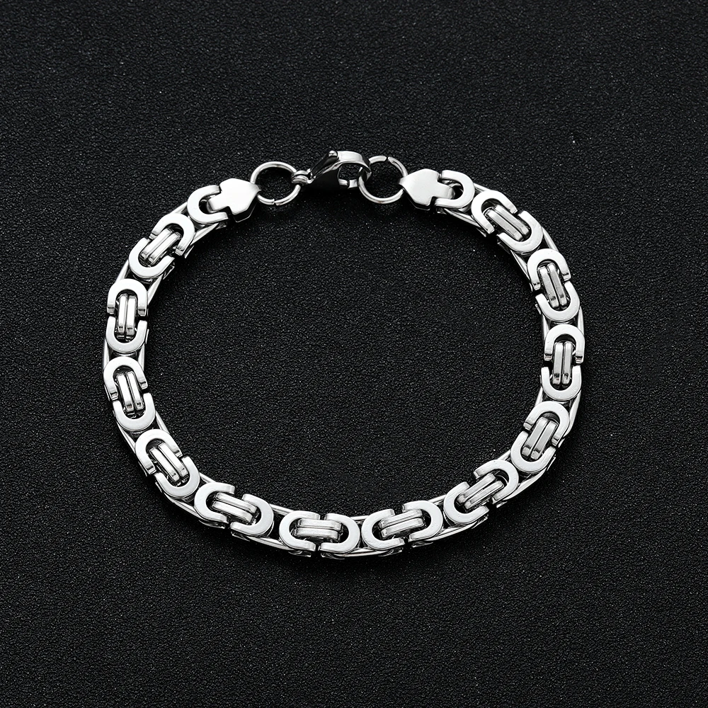 New Arrival Width 6MM 316L Stainless Steel Flat Imperial Chain Bracelet for Men Fashion Classic Party Accessories Birthday Gifts