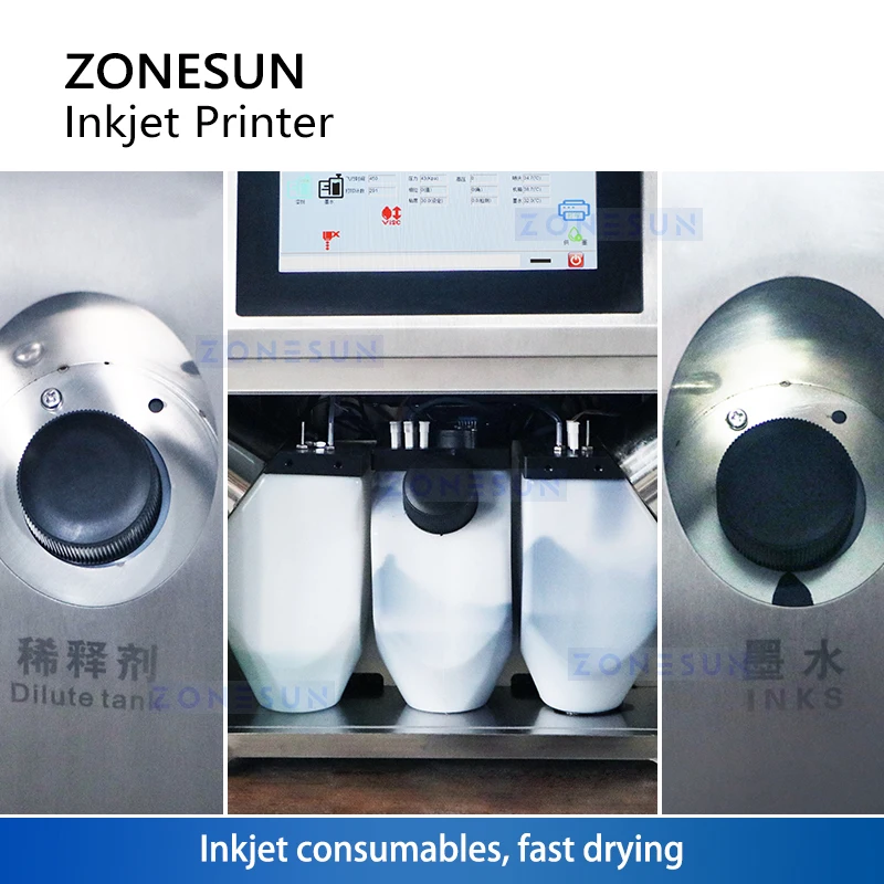 Zonesun ZS-IIP800 Printer Inkjet berkelanjutan, sistem pengkodean Batch mesin pengodean Inkjet tanggal