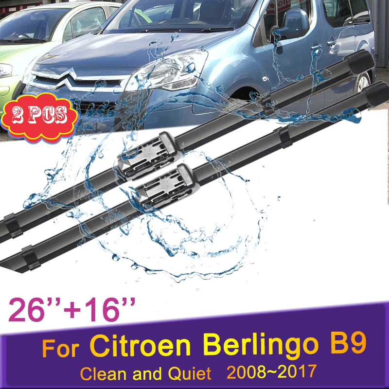 

For Citroen Berlingo B9 2008~2017 2013 2014 2015 Front Windscree Windshield Wipers Rubber Wiper Blades Car Sticker Accessorise