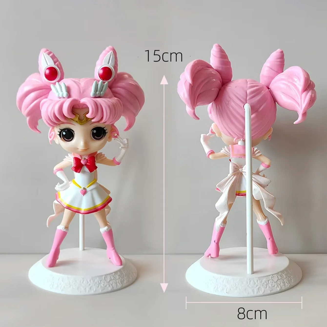 Sailor Moon & Chibi Moon Figure Set – Q Posket Style, Tsukino Usagi & Chibiusa, Sailor Uniform Ver PVC Collectible Statue view 5