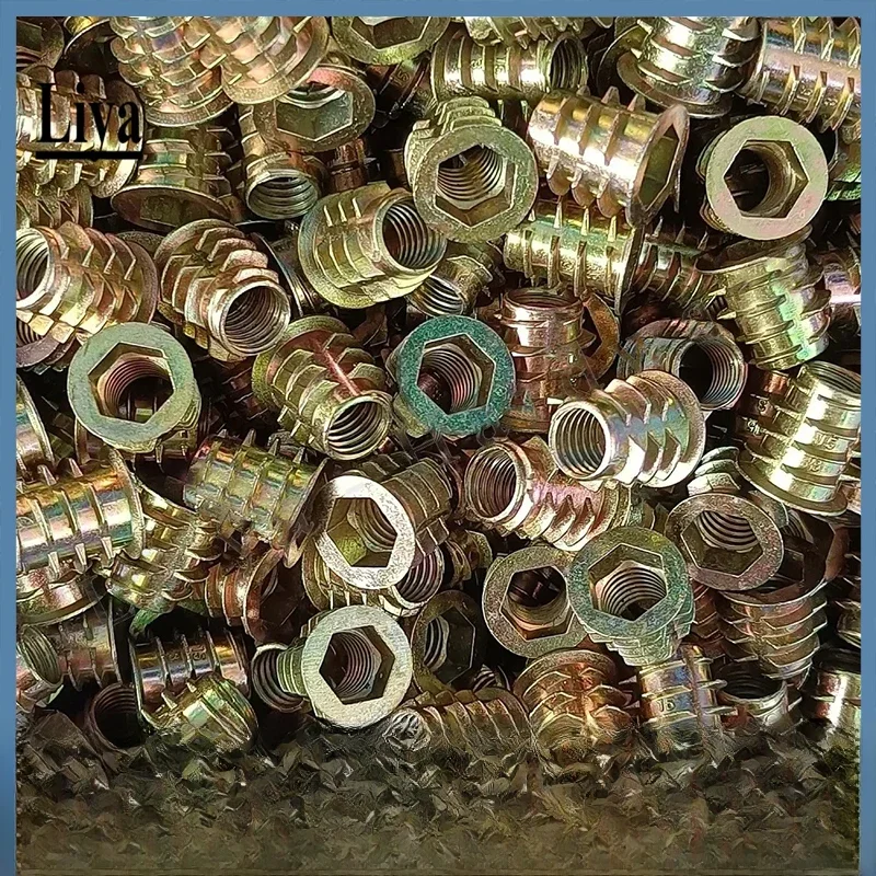 Filetage en alliage de Zinc M4 M5 M6 M8, pour écrou d'insertion en bois, tête d'entraînement hexagonale à bride, écrous de meubles, sélection longueur 8mm à 25mm, 10 pièces