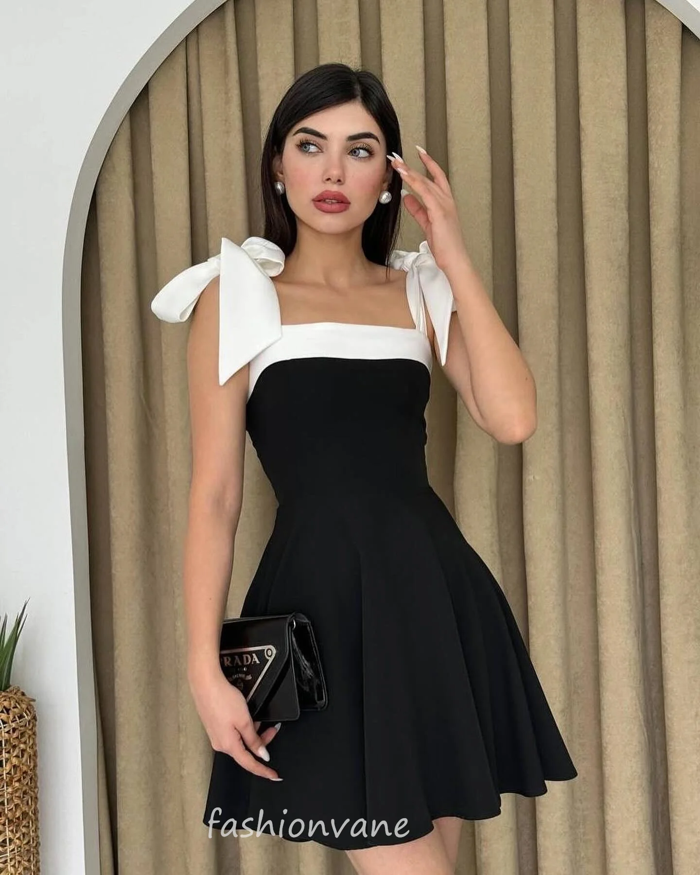 

Fashionvane Short Homecoming Dress Bow Off Shoulder Cocktail Party Dresses for Special Occasions A Line Ruffled Prom Club Gown