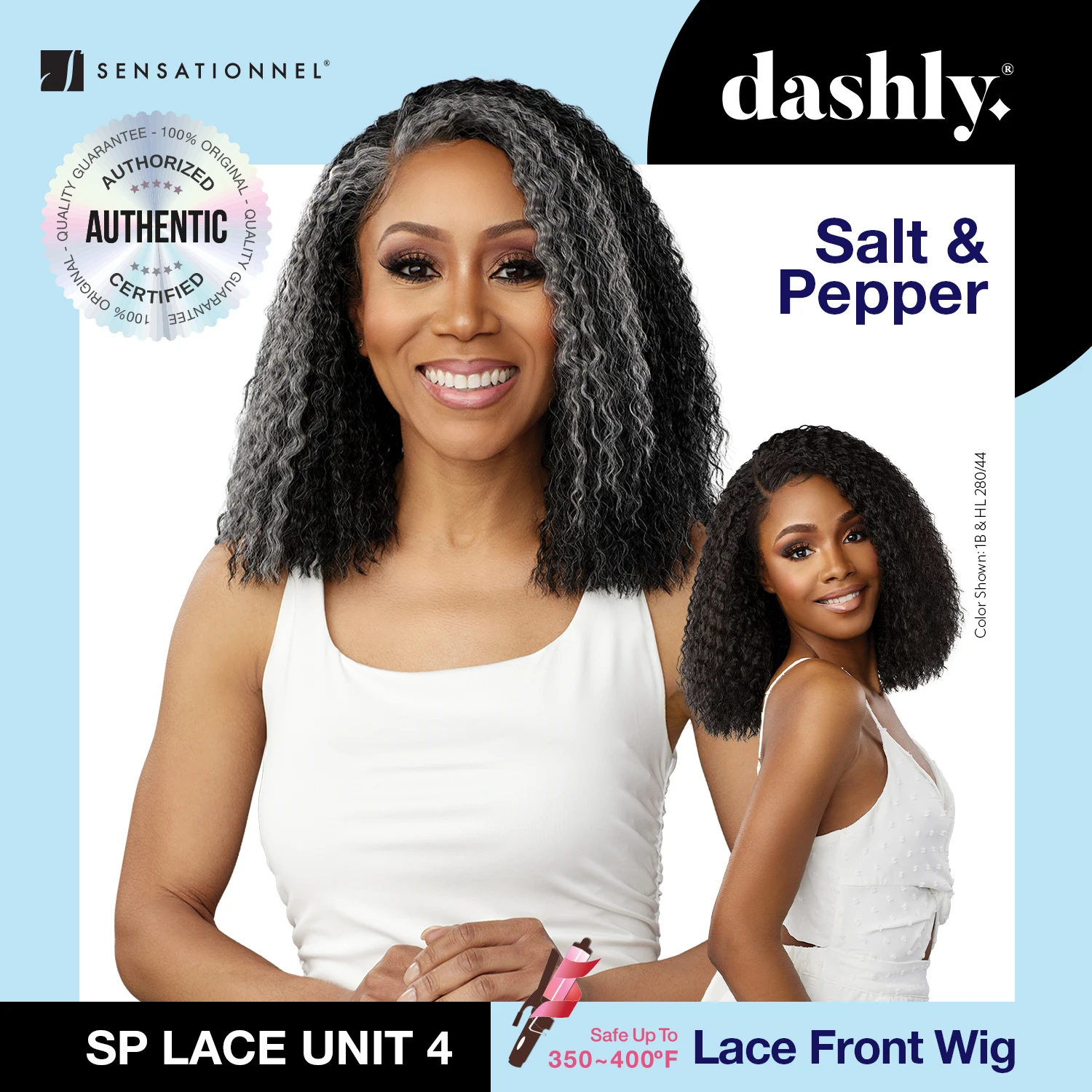 Sensationnel Dashly HD Lace Front Wig Salt N Pepper SP Unit 4 - Lightweight Design, Soft Texture, Effortless Styling