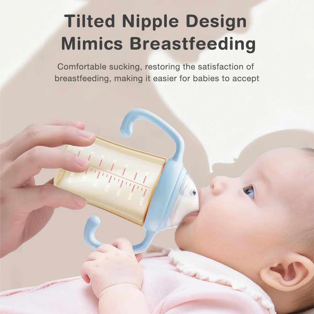MAMIJOY 160/240/330ML Baby PPSU Bottle Inclined Neck Drinking Bottle with Display Function＆Temperature Indicator BPA-FERR PS74