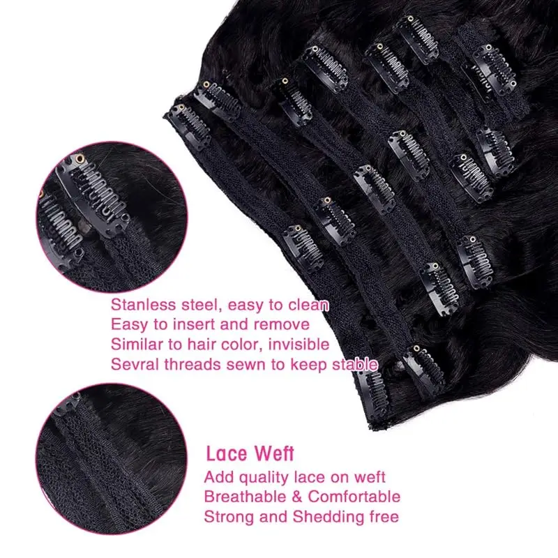 Body Wave Clip in Hair Extensions Real Human Hair Clip ins 100% Brazilian Hair Seamless Clip in Hair  For Women 120 Gram