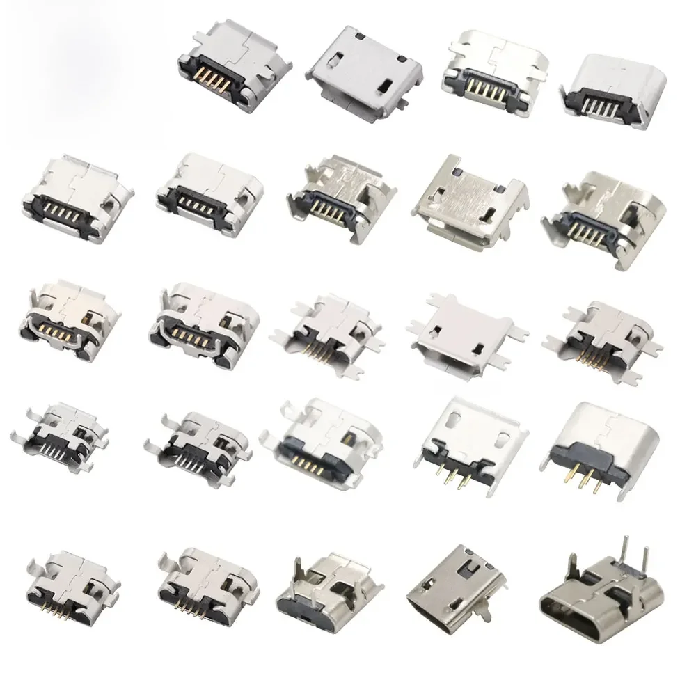 Connecteur Micro USB 2 5 broches, Jack femelle DIP SMD pour téléphone, tablettes, haut-parleurs, etc., Port de chargement, prise d'alimentation v8, 10 pièces
