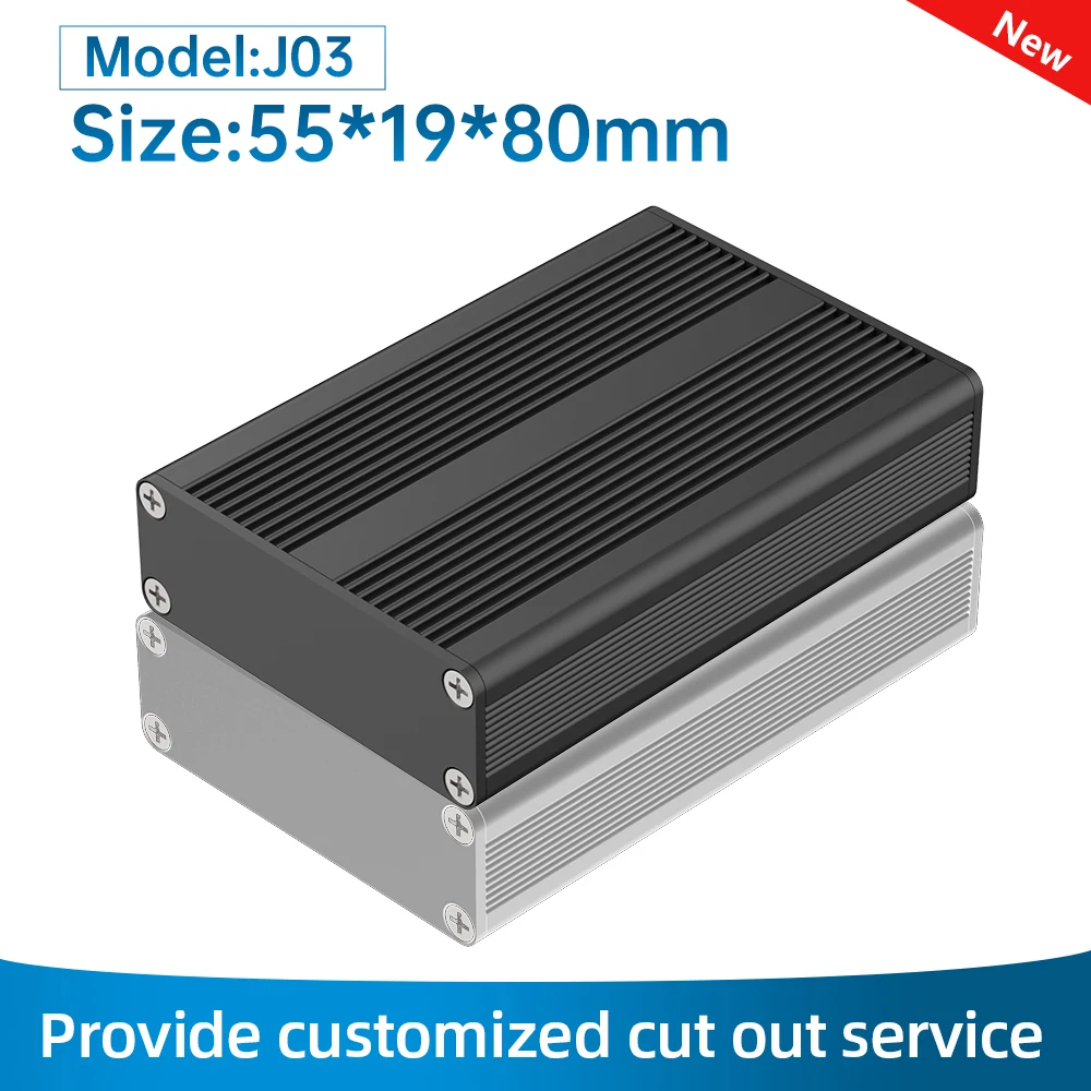 Oem Custom Electronic Box Laser Cutting Welding Fabrication Integrated Housing Aluminum Extruded Enclosure J03 55*19MM