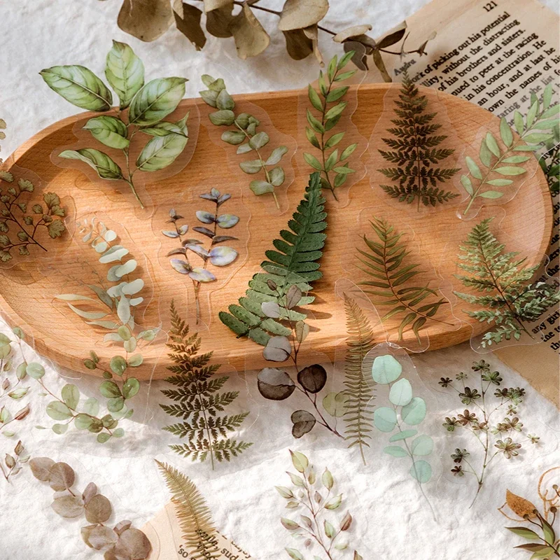 Naturalna kolekcja roślin Zielony liść Dekoracyjne naklejki PVC Scrapbooking Etykieta Pamiętnik Album papierniczy Telefon Kubek Dziennik Planner — zdjęcie 2