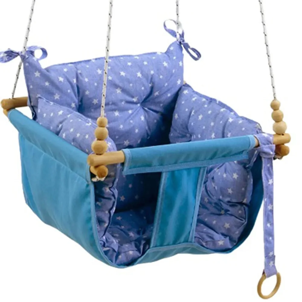 子供用ハンモック,屋内スイングベッド,小さなバスケット付きの木製のおもちゃ