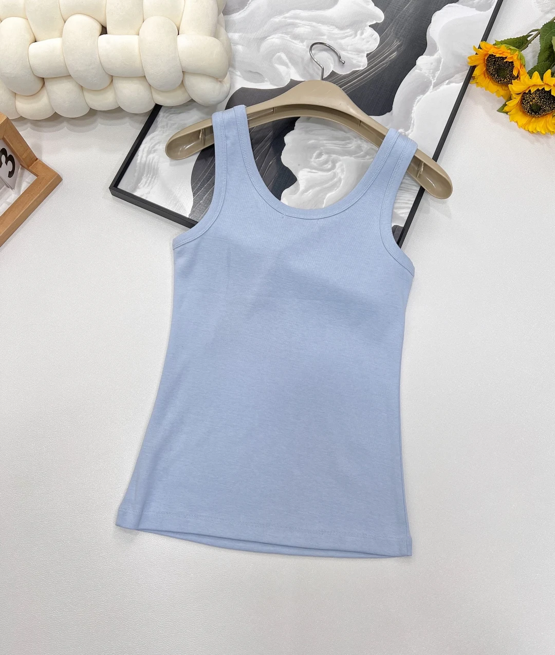 

High Quality 2025 Spring And Summer Women's Casual Fashion Solid Waist O-neck Slim Tank Top JQ018